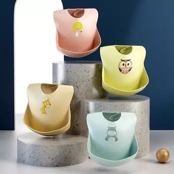 Детские нагрудники с мультяшным животным принтом, водонепроницаемые детские силиконовые стереонагрудники, регулируемый нагрудник для кормления, детское полотенце