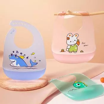 Детские нагрудники с рисунком из мультфильмов, водонепроницаемые трехмерные силиконовые нагрудники с изображением кролика и динозавра, герметичный пищевой нагрудник, можно чистить протиранием