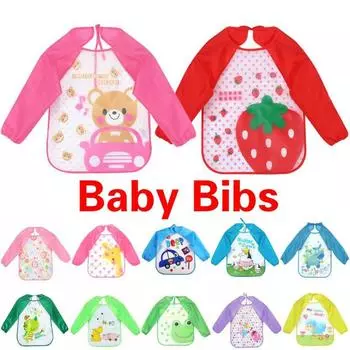 Детские нагрудники, ткань для отрыжки, водонепроницаемый комбинезон с длинными рукавами, шарф для кормления малышей с животными синий