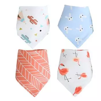 Детские нагрудники, треугольные двойные хлопковые нагрудники, полотенце с мультяшным принтом «Слюна», фартук для кормления для маленьких мальчиков и девочек, хлопковые нагрудники-банданы