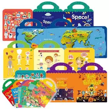 Детские наклейки, книга, развивающие игрушки, сделай сам, сцена-головоломка, многоразовая занятая тихая книга, игра Монтессори для малышей, обучающая игрушка для познания