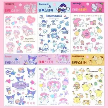 Детские наклейки-татуировки Sanrio Character, наклейки-маски для украшения, 6 видов, 1 шт.