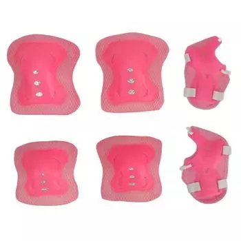 Детские наколенники и налокотники для катания на роликах, мягкая губка, дышащая, комплект защитной экипировки для велоспорта розовый