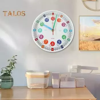 Детские настенные обучающие часы, бесшумные, не тикающие, легко читаемые, работающие от батареек, красочные обучающие часы, украшение для детской комнаты белый