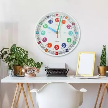 Детские настенные обучающие часы, бесшумные, не тикающие, легко читаемые, работающие от батареек, красочные обучающие