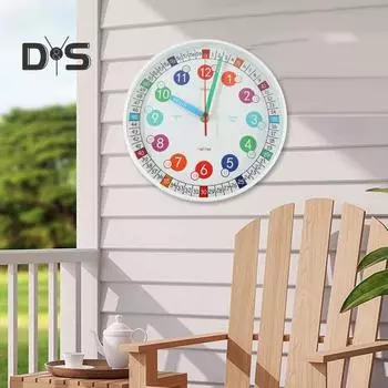 Детские настенные обучающие часы, бесшумные, не тикающие, легко читаемые, работающие от батареек, красочные обучающие часы, украшение для детской комнаты белый