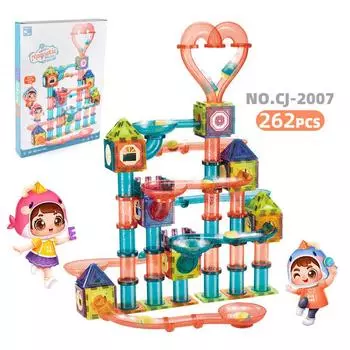 Детские научно-образовательные игрушки 262 шт. Магнитные строительные блоки Сборка Сделай сам Вариативный магнитный пазл Трек для шариков Большой набор 262pcs2400g