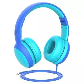 Детские наушники с ограниченной громкостью, детские полноразмерные наушники, детские наушники для мальчиков и девочек, проводные наушники-гарнитуры для детей 17*15*7cm синий