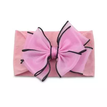 Детские нейлоновые аксессуары для волос, большой сетчатый бант, повязка на голову для малышей, повязка на голову для малышей, чулки с завязанным цветком на голове