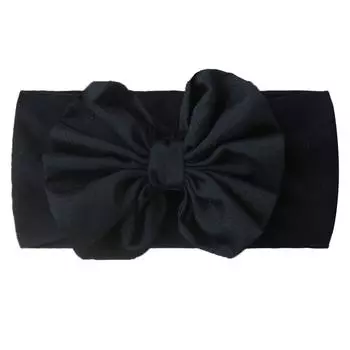 Детские нейлоновые повязки на голову, резинки для волос с бантом, аксессуары для волос для маленьких девочек, новорожденных, детей ясельного возраста One Size чёрный