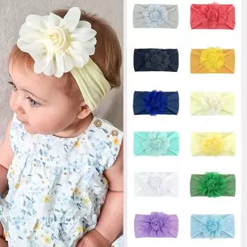 Детские нейлоновые повязки на голову, резинки для волос с бантом, аксессуары для волос для маленьких девочек, новорожденных, детей ясельного возраста One Size бежевый