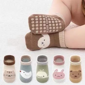Детские нескользящие носки для девочек и мальчиков, хлопковые короткие носки с рисунком для младенцев и девочек, носки для малышей, аксессуары для новорожденных, домашние носки-тапочки, лето S(0-1y) белый