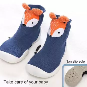 Детские нескользящие носки с героями мультфильмов животных, высокие ботинки с мягкой толстой подошвой 25