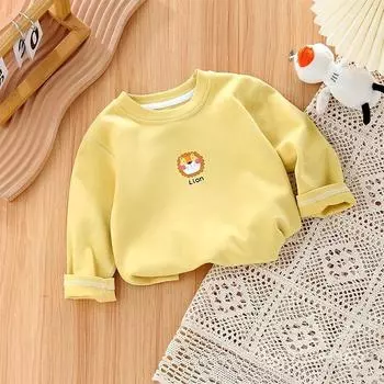 Детские нижние рубашки, весенне-осенние детские футболки с длинными рукавами, осенняя одежда из чистого хлопка, топы для мальчиков и девочек до года, детские 73cm