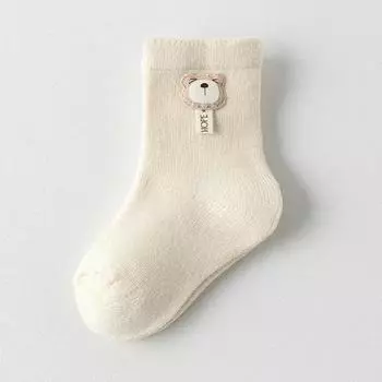 Детские носки 0-36 месяцев для младенцев и маленьких детей, осенне-зимние, из хлопка с флисом и утолщенные, детские носки терри средней длины для мальчиков и девочек S 0-1Y