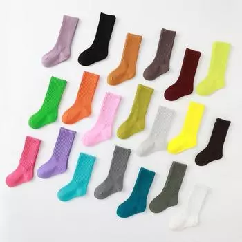 Детские носки, 5 пар повседневных однотонных детских носков XL