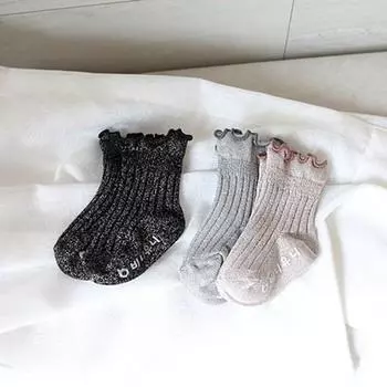 Детские носки Beanie Uni Blingsha с блестками, 3 пары, 1 комплект, корейские товары для детей