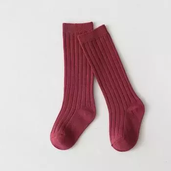 Детские носки Детские хлопковые носки в рубчик для девочек и мальчиков Конфетного цвета Гольфы до колена Длинные носки Детские напольные носки Новорожденные грелки для ног 0-8 лет XS(0-6M)