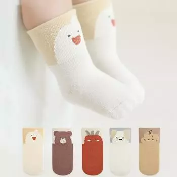 Детские носки детские носки средней длины из чесаного хлопка дышащие нескользящие детские носки-тапочки с рисунком носки без костей для девочек и мальчиков XS коричневый