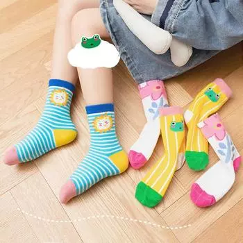 Детские носки для детей 1–9 лет, модные носки с принтом для девочек, детские носки, носки до середины икры из чесаного хлопка, 3 пары S/1-3Y