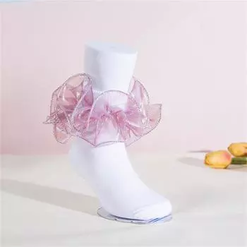 Детские носки для девочек 1-10 лет, принцесса, милые кружевные с оборками, нарядные короткие носки для весны, осени, лета 6-12M