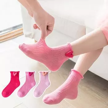 Детские носки для девочек, 3 пары вязаных хлопковых носков для маленьких девочек, от 3 до 12 лет XL