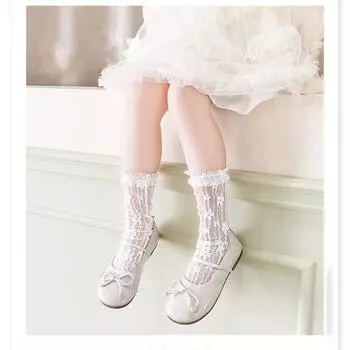 Детские носки для девочек, милые полые носки с кружевом и рюшами в стиле ретро для девочек, тонкие дышащие носки принцессы с оборками