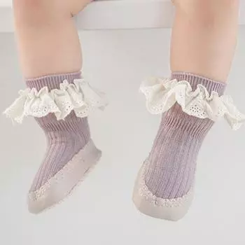 Детские носки для ног с мягкими вставками, кружевные детские носки для малышей, обувь L