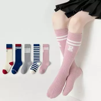 Детские носки до колена. Носки средней длины для маленьких девочек. Носки до середины икры. M
