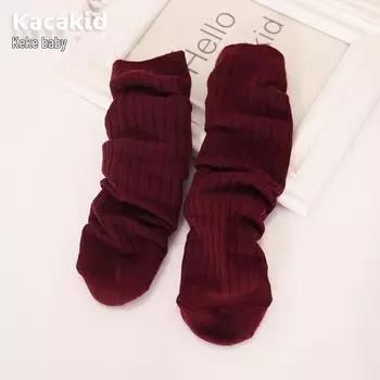 Детские носки до середины икры цвета сахарной ваты, весенне-осенние, широкая полоска, махровые носки для родителей и детей One Size (0-12 years, Heel-less Design)