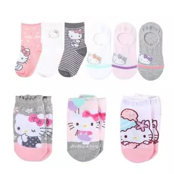 Детские носки Hello Kitty, бахилы, 9 пар, смешанный комплект, для детей, девочек, учеников начальной школы, подарок