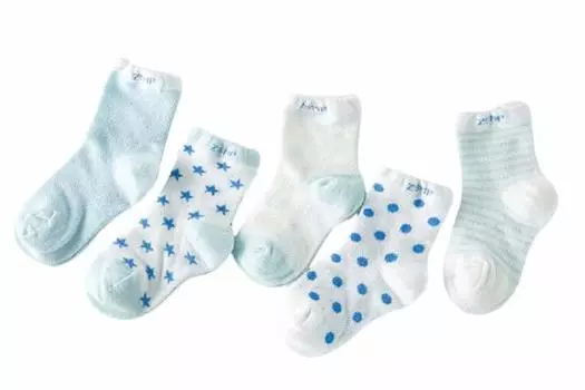 Детские носки комплект из 5 пар, хлопковые детские носки в горошек, простые звездочки, для детей лет, светлые (Дети-ангелы) (4-6 (12-15см), синий) светло-синий