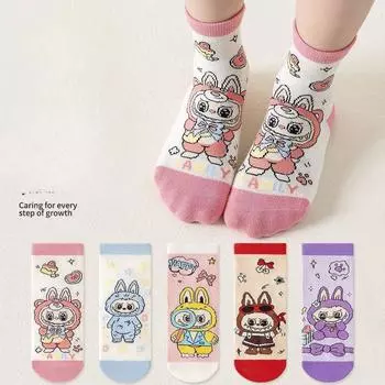 Детские носки Labubu Хлопковые носки для девочек Студенческие носки до середины икры Хлопковые носки с мультяшным рисунком для мальчиков и девочек 1-3 years old