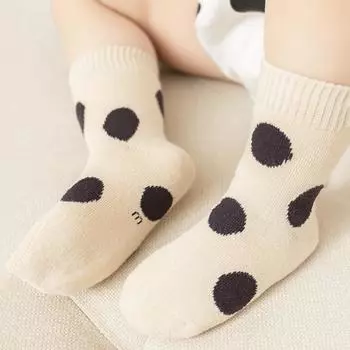 Детские носки Модные хлопковые детские носки с принтом в горошек Осенние эластичные детские носки средней длины Носки для малышей и девочек S коричневый