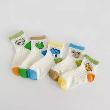 Детские носки Напольные носки Летние носки Мультяшный медведь Тонкие Дышащие Осенние Мультяшные Модные 5 шт. детская одежда 1-3 Years