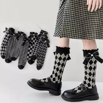 Детские носки, носки средней длины для маленьких девочек, носки до середины икры, детские носки без каблука в стиле ретро M