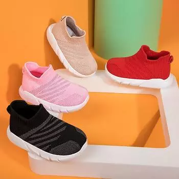 Детские носки Обувь Женская дышащая сетка Детская обувь Мужская повседневная обувь для малышей Дышащая обувь Обувь из сетки Детская повседневная обувь 21 чёрный