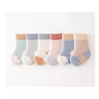 Детские носки, простые однотонные носки до середины икры для новорожденных мальчиков и девочек, осенне-зимние нескользящие носки из кораллового флиса для малышей M розовый