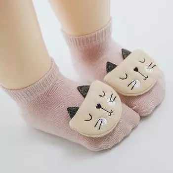 Детские носки, противоскользящие детские носки с объемным рисунком 3D мультфильмов для девочек, весенние хлопковые носки-тапочки для маленьких мальчиков, Новое поступление 2023 года 0-6M(XS)