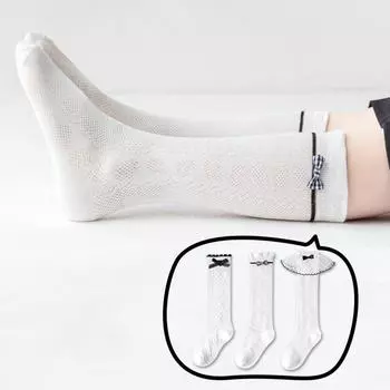 Детские носки с бантом для девочек, носки средней длины, детские хлопковые носки XL