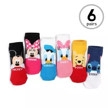 Детские носки с низким вырезом и лицензионными персонажами DISNEY (6 пар), Микки, Минни Маус, Дейзи, Дональд Пух, размер стежка M Disney-G16