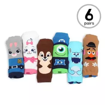 Детские носки с низким вырезом и лицензионными персонажами DISNEY (6 пар) Джуди Мари Чип Мистер Картофель Салли Майк, размер M Disney-K16