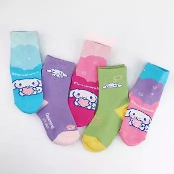 Детские носки Sanrio Characters Cinnamoroll Medium Neck Socks SAN-01 из 5 предметов, популярный персонаж в Корее