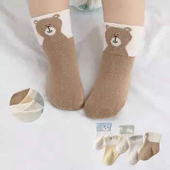 Детские носки средней длины, хлопковые носки, милые детские носки с героями мультфильмов для новорожденных без костей и с дряблыми ногами, весна-осень S бежевый
