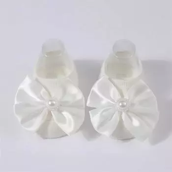 Детские носки-тапочки с жемчужным бантом, однотонные вязаные дышащие носки для новорожденных, милые подарки на день рождения для девочек и принцесс 0-1 Years