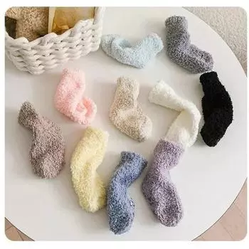 Детские носки, толстые, для холодной зимы, супертеплые, для студентов, детские зимние носки, рождественские подарки для малышей, коралловый флис, нескользящие S жёлтый