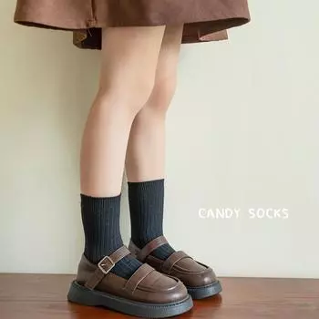 Детские носки в стиле ретро, однотонные, для мальчиков и девочек, простые, спортивные, модные, носки из телячьей кожи для детей, весна-осень, мягкие, хлопковые, школьные носки S