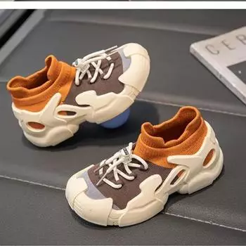 Детские носки, вязаные модные высокие кроссовки для мальчиков и девочек, повседневные спортивные носки, детские теннисные туфли 28 розовый