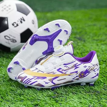 Детские новые футбольные бутсы тренировочные бутсы сломанные ногти длинные ногти вращающаяся пряжка трава студенческие футбольные бутсы 28