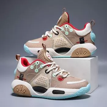 Детские новые износостойкие баскетбольные кроссовки с мягкой подошвой для мальчиков, весенние нескользящие спортивные кроссовки для молодежи 31